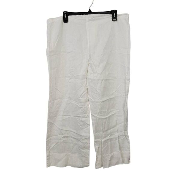 Theory Wide Leg Linen Pants Sz M White Semi‎ Sheer Beachy Minimalist Lagenlook - Picture 2 of 7